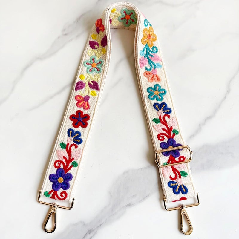 TCOMVEZ Embroidery Flower Purse Strap Replacement Crossbody for Handbags Women Guitar Strap 2 inch Wide Adjustable Bag Straps - Image 3